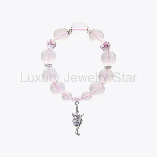 Nine-Tailed Frostbone – Veil-Weaver Crystal Bracelet