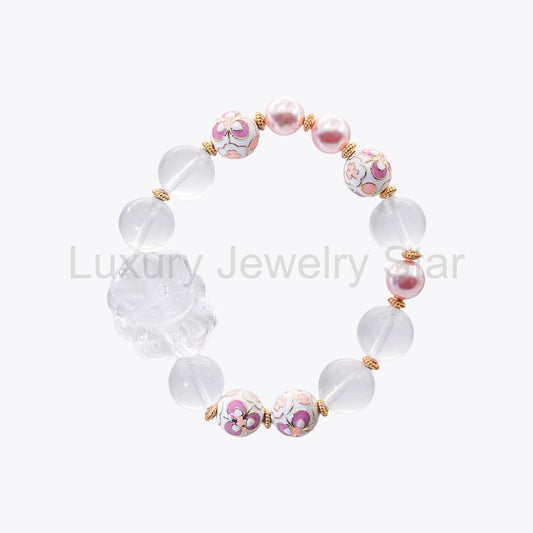 Peach Blossom Enchantress - Soulbound Crystal Charm Bracelet