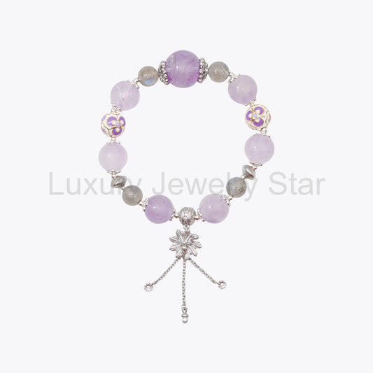Snow-Kissed Iris & Moonlight Crystal Bracelet