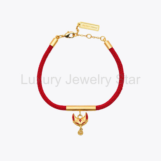 Vermilion Radiance - Crimson Kitsune Luck Red String Bracelet