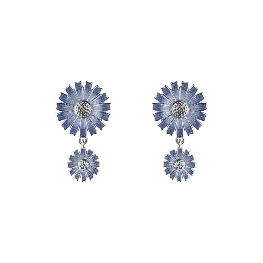 Blue Daisy Double Earrings