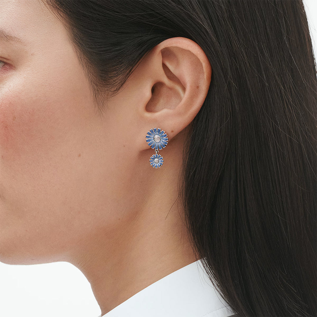 Blue Daisy Double Earrings