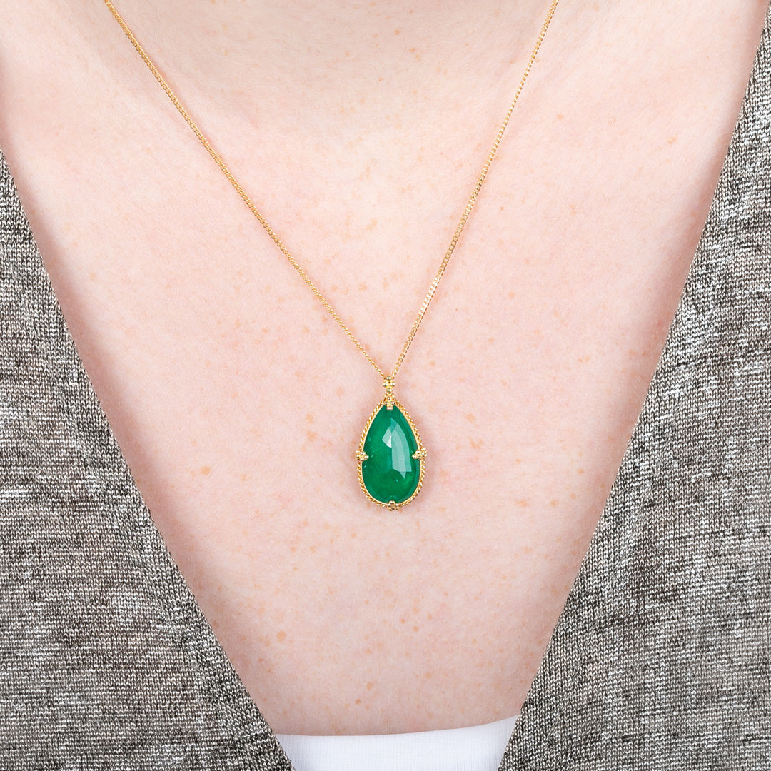Emerald Teardrop Pendant Necklace