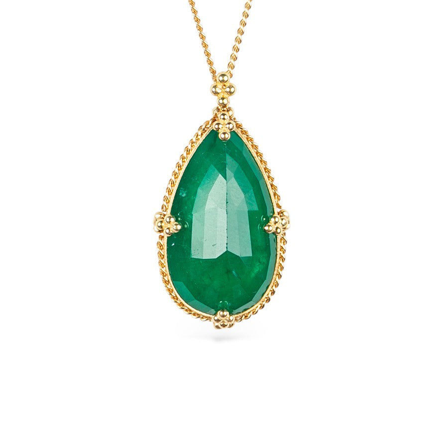 Emerald Teardrop Pendant Necklace