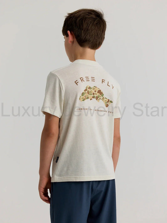 Youth Vintage Camo Redfish Tee - Heather Birch