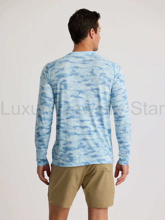 Men's Bamboo Lightweight Long Sleeve - Seasmoke Camo Surf Blue - image 2