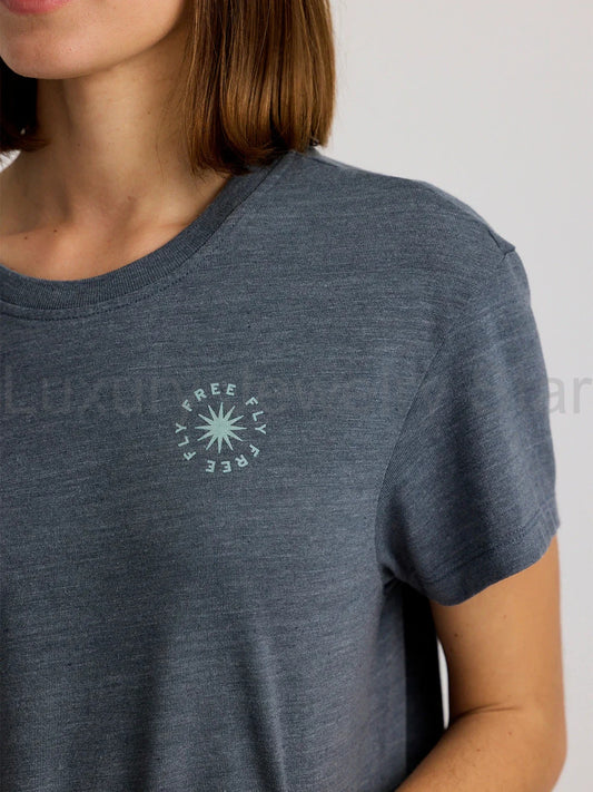 Women's Fan Palm Tee - Heather Storm Cloud - image 2