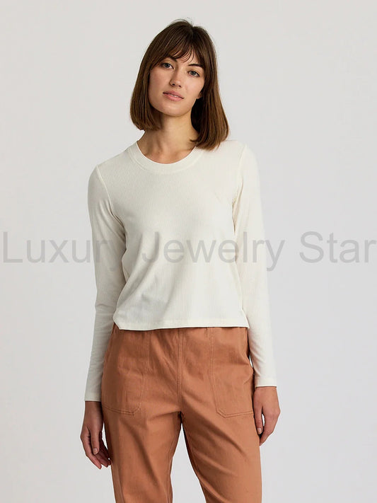 Women's Ribbed Bamboo Long Sleeve - Sea Salt