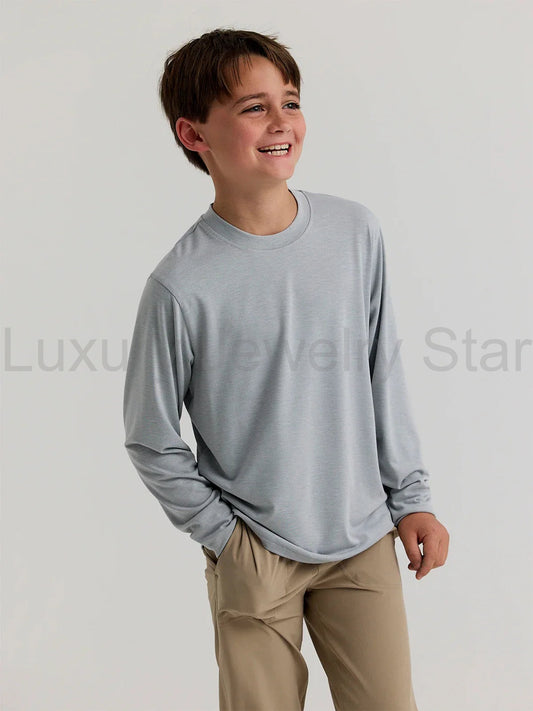 Youth Bamboo Shade Long Sleeve - Heather Aspen Grey