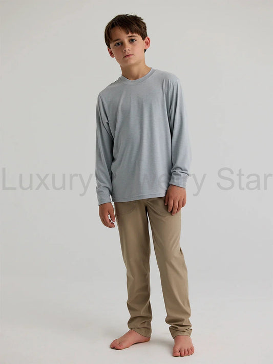 Youth Bamboo Shade Long Sleeve - Heather Aspen Grey - image 2