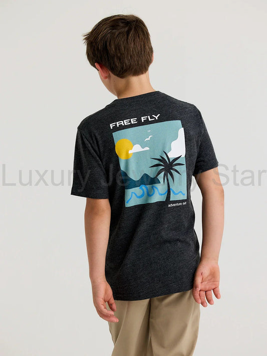 Youth Downshore Tee - Heather Black Sand