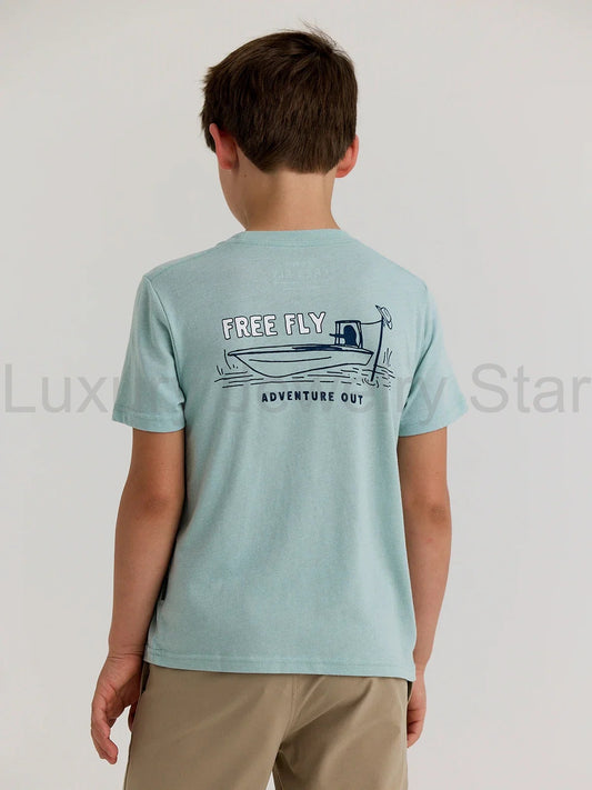 Youth Lazy Tides Tee - Heather Ocean Mist