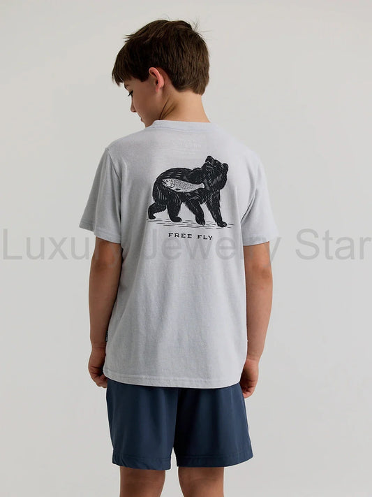 Youth Wild Caught Tee - Heather Aspen Grey