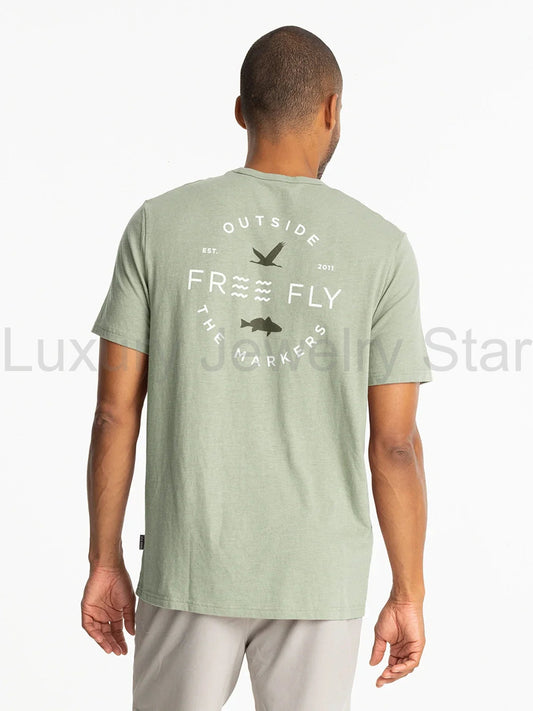 Channel Markers Pocket Tee - Heather Desert Sage