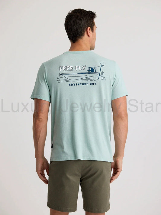 Lazy Tides Pocket Tee - Heather Ocean Mist