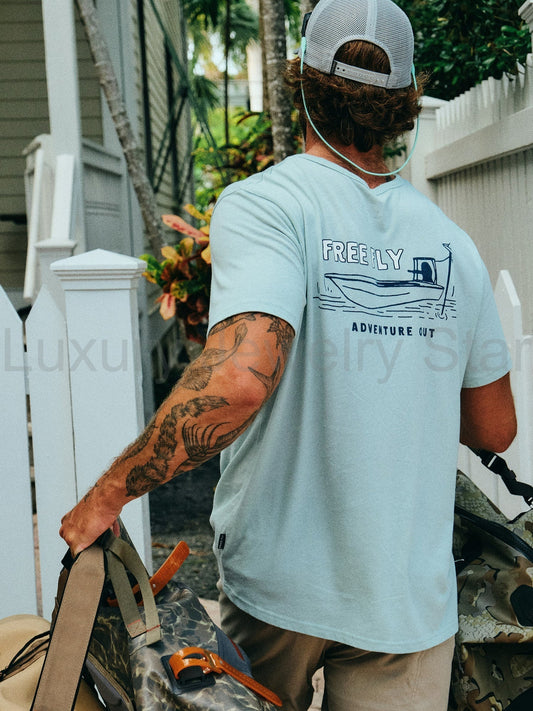 Lazy Tides Pocket Tee - Heather Ocean Mist - image 2
