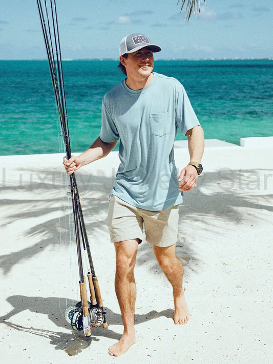 Men's Bamboo Flex Pocket Tee - Heather Ocean Mist - image 2