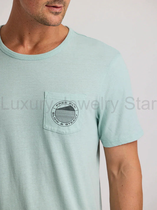 Slow & Steady Pocket Tee - Heather Ocean Mist - image 2