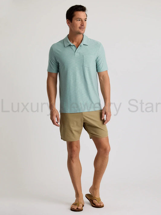 Men's Bamboo Slub Polo II - Ocean Mist