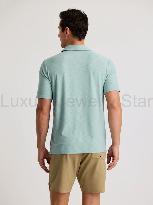 Men's Bamboo Slub Polo II - Ocean Mist - image 2