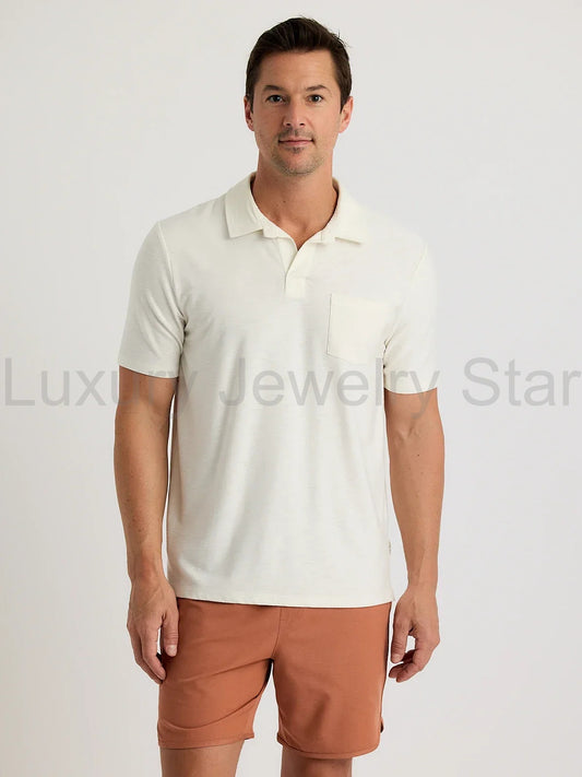Men's Bamboo Slub Polo II - Sea Salt
