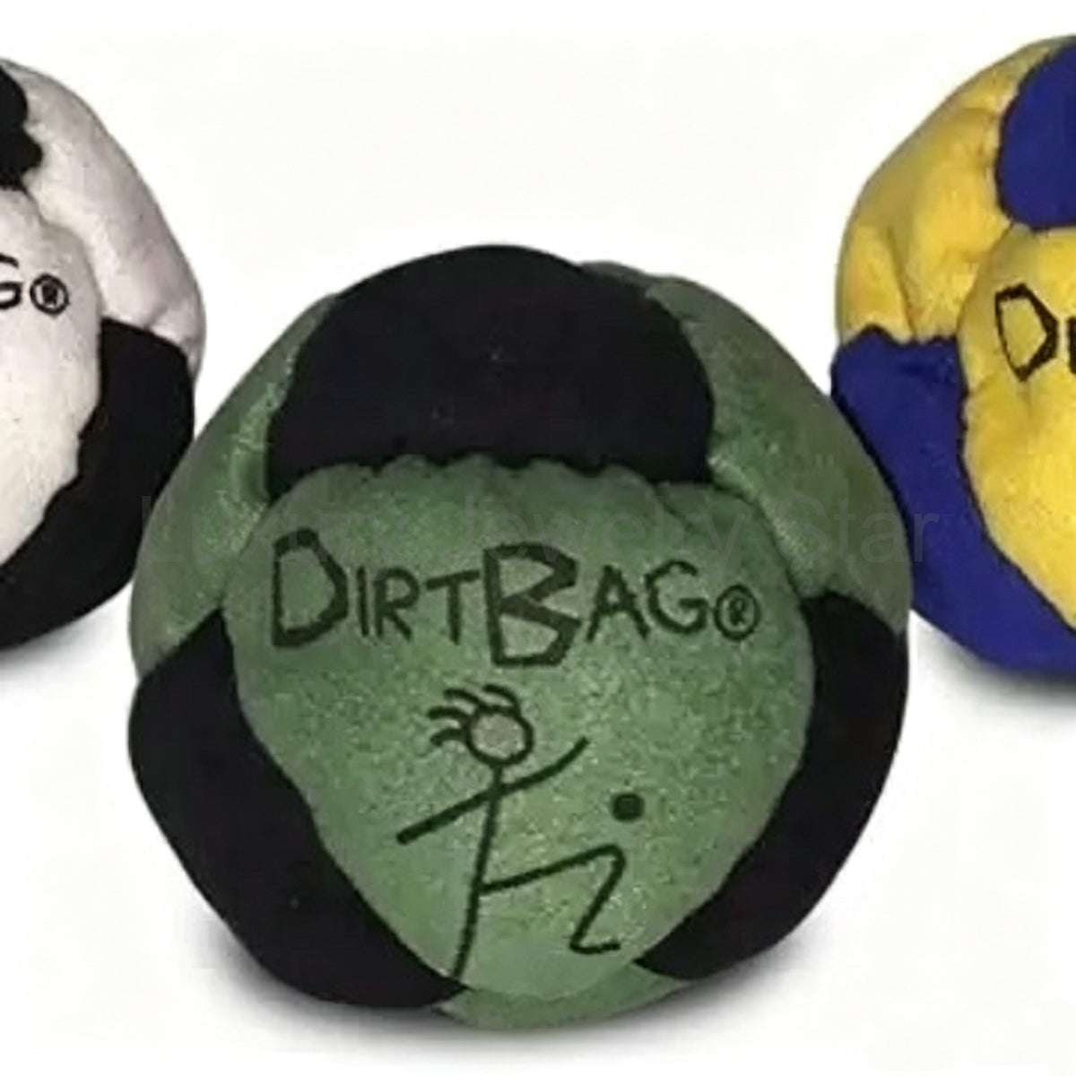 Classic black and white Dirtbag footbag with the official brand logo, featuring a soft and crunchy