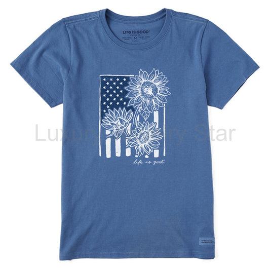 Women's Sunflower Flag Short Sleeve Tee - 129140