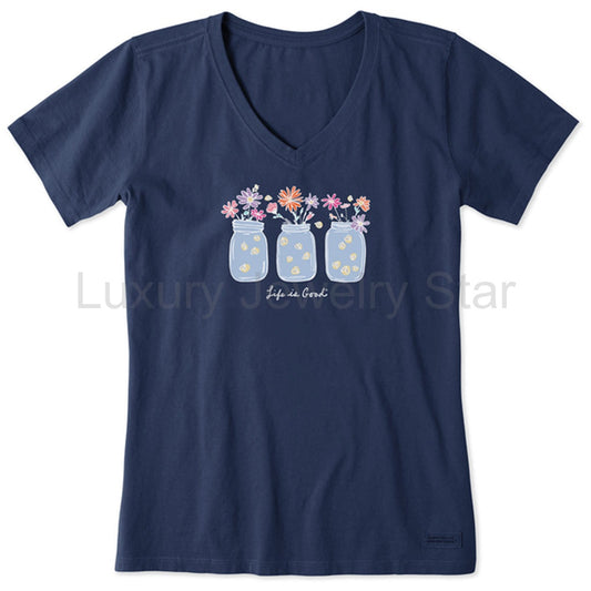 Women's Shine on Daisy Jars Short Sleeve Vee - 129290