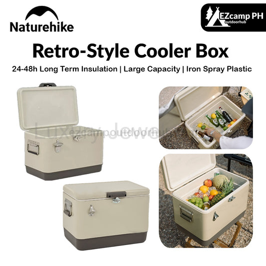 Naturehike Retro-Style Cooler Box Portable Lightweight 29L & 51L Capacity Food Drink Storage Ice