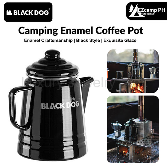 BLACKDOG Camping Enamel Coffee Pot Portable Lightweight High-Capacity Coffee Black Kettle 2L