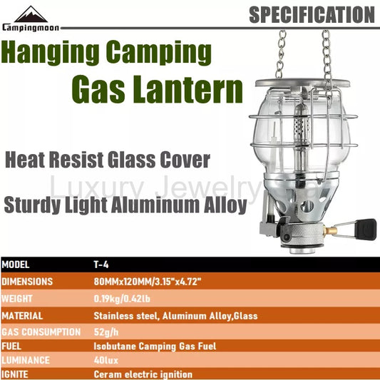 CAMPINGMOON T-4 Hanging Single Mantle Gas Butane Atmosphere Light Lantern Lamp For Screw - image 2