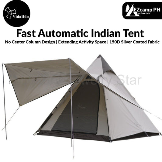 Vidalido Fast Automatic Indian Tent Style Teepee Tent Large Space For Up To 4 Person Quick Build