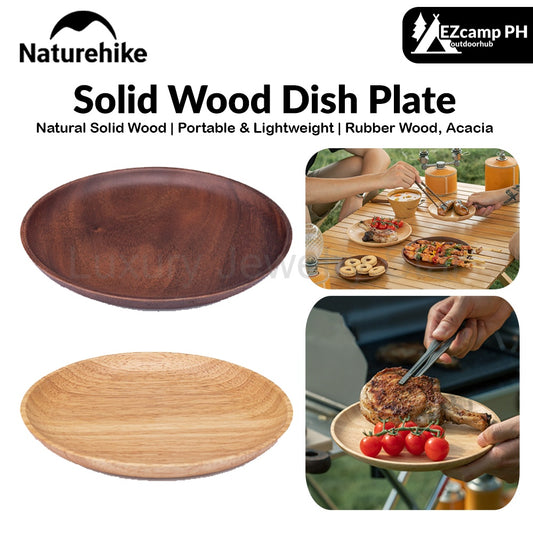 Naturehike Solid Wood Dish Plate Outdoor Camping Plate Wooden Round Pan Fruit Dishes Saucer Tea Tray