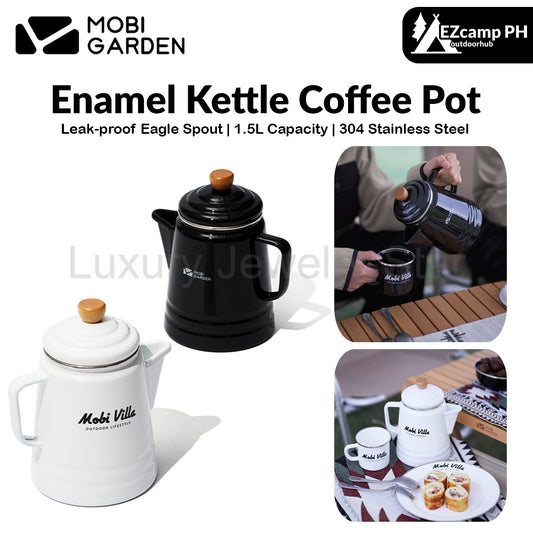 Mobi Garden Enamel Kettle Coffee Pot Portable Lightweight Cafe Maker Coffee Tea Hot and Cold Glazed