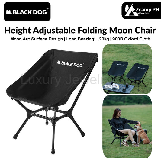 BLACKDOG Height Adjustable Folding Moon Chair Upgraded Portable 900D Oxford Cloth Outdoor Camping