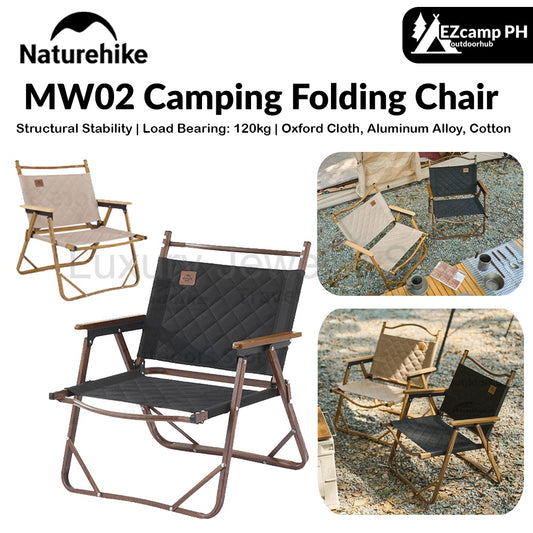 Naturehike MW02 Camping Folding Chair Portable Thickened Soft Cotton Cushion 1 Person Kermit Chair