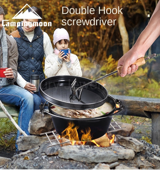 Campingmoon MS-34 Double Hook Pot Lid Lifter Portable Stainless Steel Cookware Hot Cast - image 2