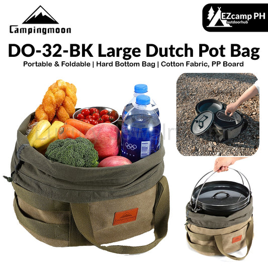 Campingmoon DO-32-BK Large Dutch Pot Bag Portable Foldable Camping Cookware Round Storage Bag Cotton