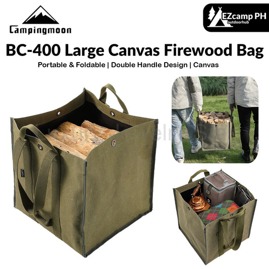 Campingmoon BC-400 Large Canvas Firewood Bag Portable Foldable Carrying Storage Bag Outdoor Camping