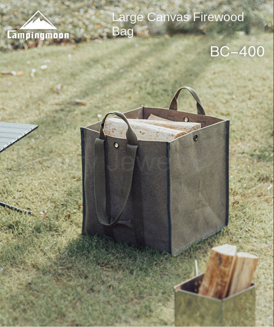 Campingmoon BC-400 Large Canvas Firewood Bag Portable Foldable Carrying Storage Bag - image 2