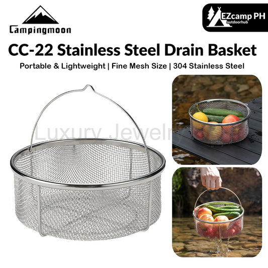 Campingmoon CC-22 Stainless Steel Drain Basket Portable Lightweight Round Mesh Net Strainer For
