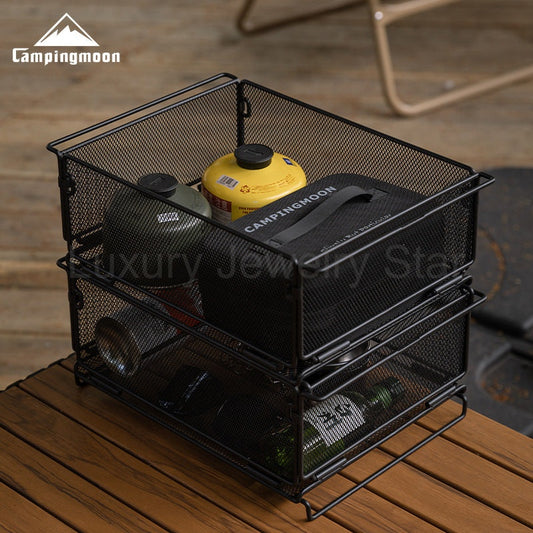 Campingmoon CK-24BK Folding Storage Basket IGT Compatible Tray Stackable Mesh Open Net - image 2