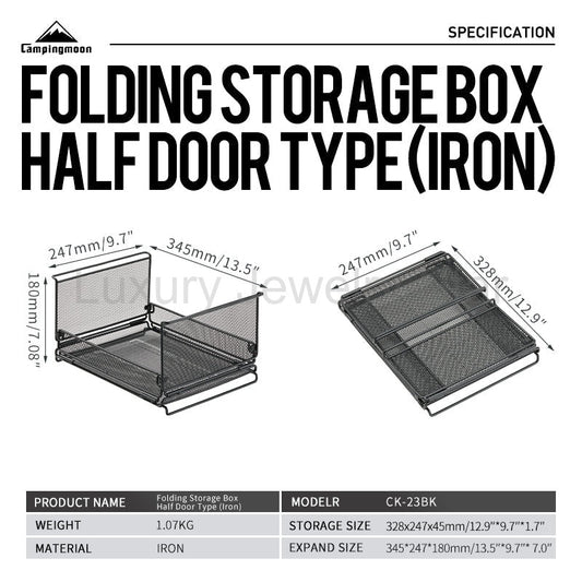 Campingmoon CK-23BK/SS Folding Storage Box Stackable IGT Compatible Tray Storage Basket - image 2