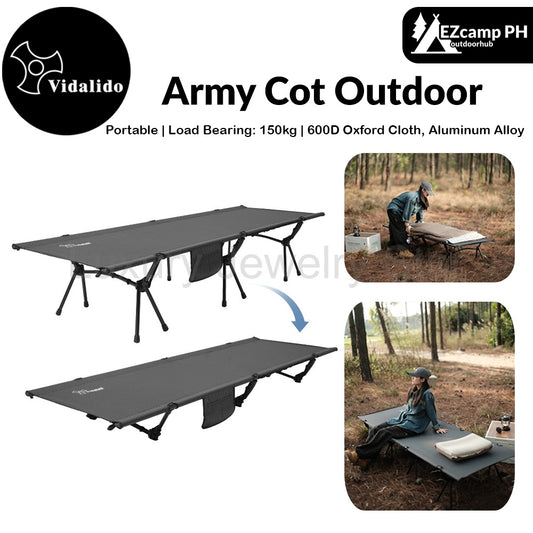 Vidalido Army Cot Outdoor Portable Lightweight Camping Folding Bed Premium 7075 Aluminum Alloy Small