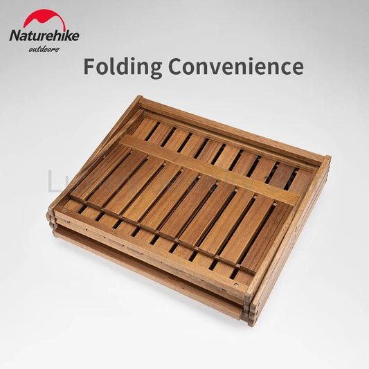 Naturehike Folding Storage Rack Outdoor Portable 3 to 4 Layer Shelf Wood Folding Table - image 2