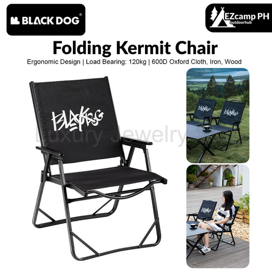 BLACKDOG Folding Kermit Chair Portable Lightweight Armchair Backrest Seat Load Bearing Up to 120kg