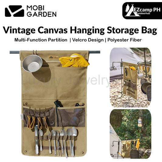 Mobi Garden Vintage Canvas Hanging Storage Bag Portable Lightweight Multifunctional Foldable Retro