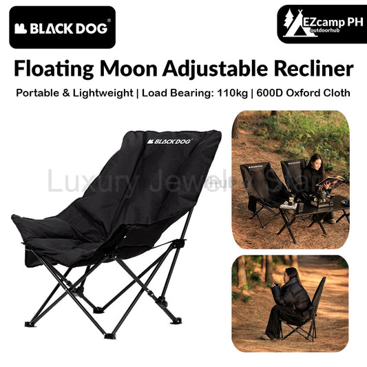 BLACKDOG Floating Moon Adjustable Recliner Folding Cotton Camping Lounge Moon Chair Carbon Steel