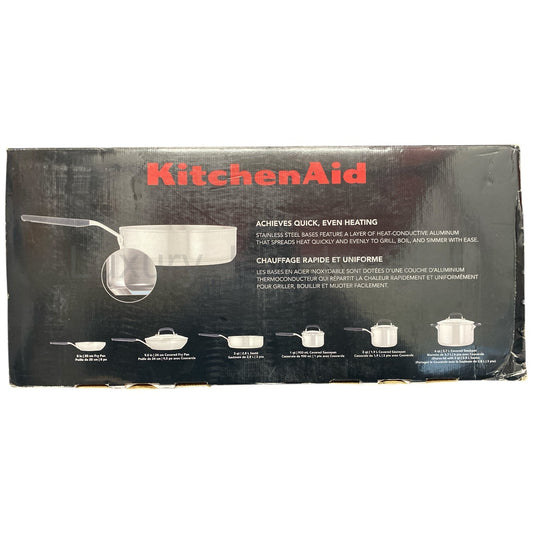 KitchenAid Stainless Steel Cookware Set, 10-Piece, Brushed Stainless Steel - image 2
