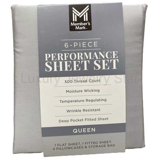 Member's Mark 500 Thread-Count Performance Sheet Set, 6 Piece, Queen